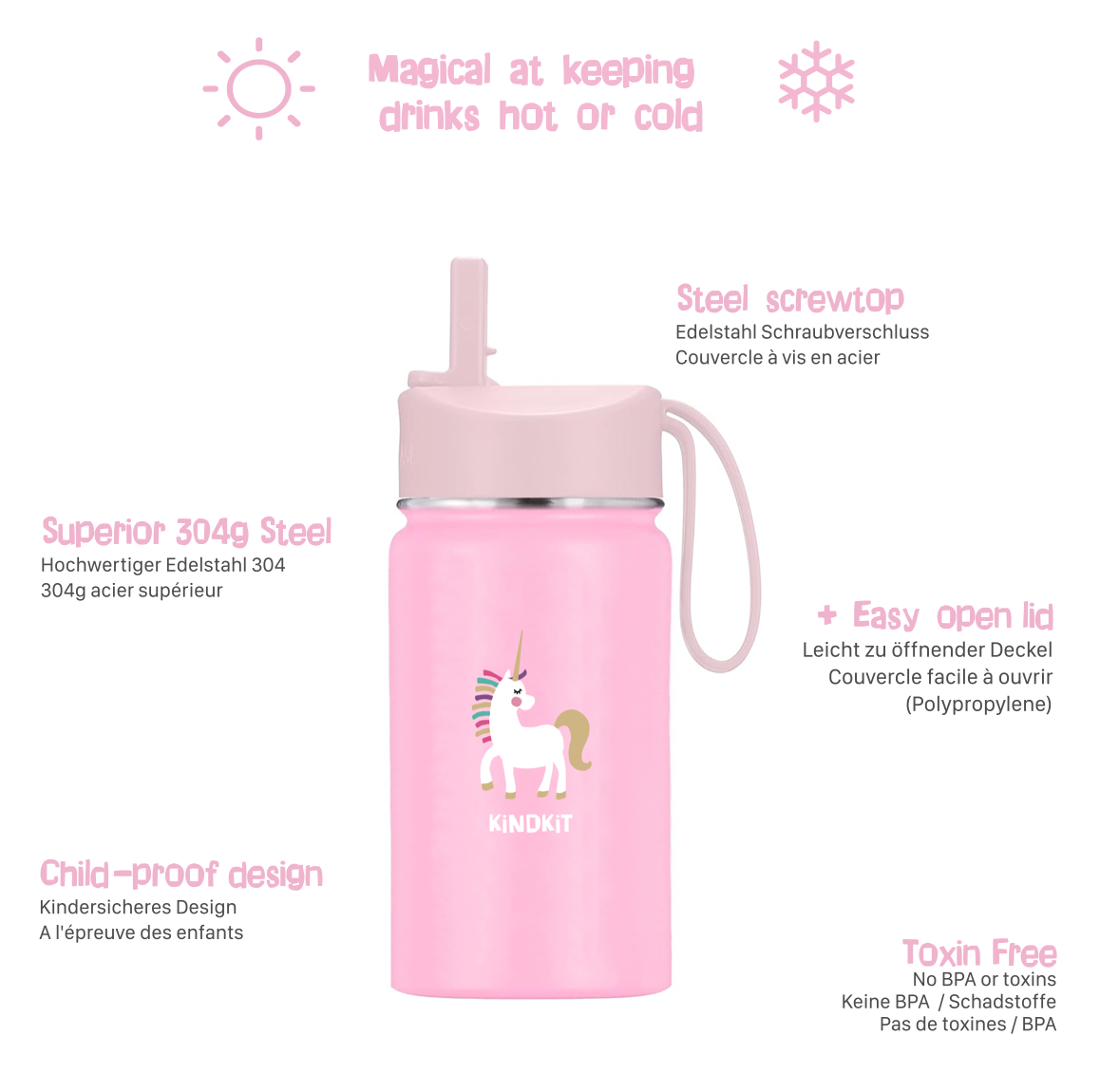 'Magisches Einhorn' (350ml) Edelstahl-Trinkflasche